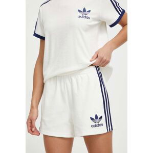 Šortky adidas Originals Terry dámske, biela farba, s nášivkou, vysoký pás, IT9841