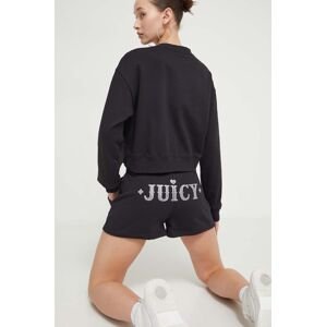 Šortky Juicy Couture dámske, čierna farba, s nášivkou, vysoký pás