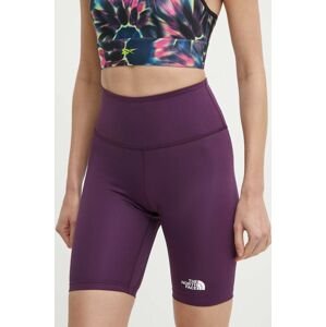 Športové krátke nohavice The North Face dámske, fialová farba, jednofarebné, vysoký pás, NF0A87JUV6V1
