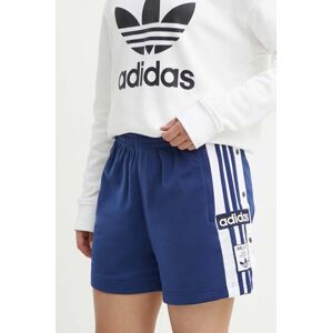 Šortky adidas Originals dámske, tmavomodrá farba, s nášivkou, vysoký pás, IP0716