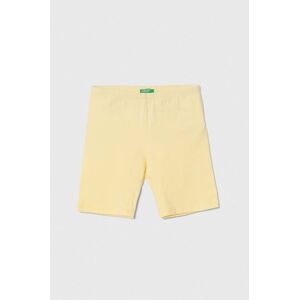 Detské krátke nohavice United Colors of Benetton žltá farba, jednofarebné