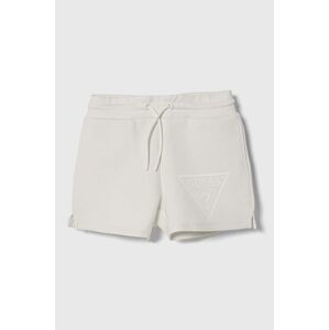 Detské krátke nohavice Guess biela farba, s potlačou, nastaviteľný pás