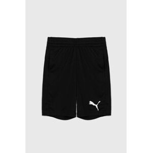 Detské krátke nohavice Puma ACTIVE Interlock Shorts B čierna farba, s potlačou, nastaviteľný pás