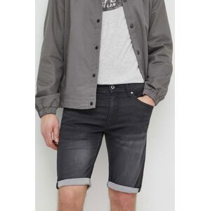 Rifľové krátke nohavice Pepe Jeans SLIM GYMDIGO SHORT pánske, čierna farba, PM801075XG7
