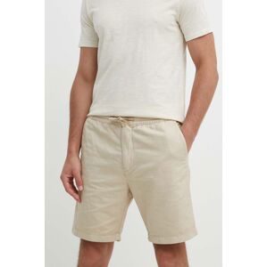 Ľanové šortky Pepe Jeans RELAXED LINEN SMART SHORTS béžová farba, PM801093