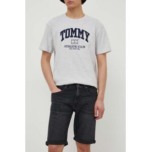 Rifľové krátke nohavice Tommy Jeans pánske, čierna farba, DM0DM18784