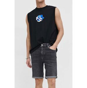 Rifľové krátke nohavice Karl Lagerfeld Jeans pánske, šedá farba