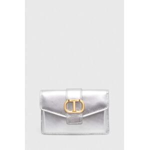 Kožená peňaženka Twinset dámsky, strieborná farba