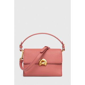 Kožená kabelka Coccinelle ružová farba