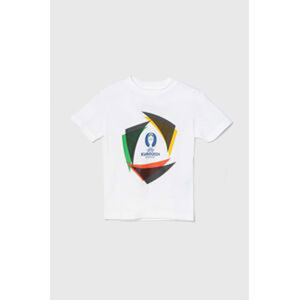 Detské bavlnené tričko adidas Performance UEFA Euro 2024 biela farba, s potlačou