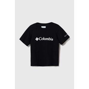 Detské bavlnené tričko Columbia Valley Creek Short čierna farba, s potlačou