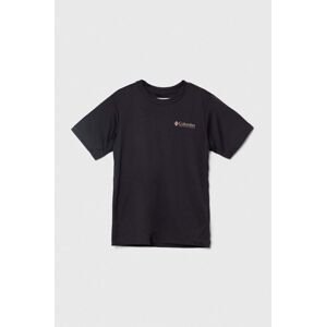 Detské tričko Columbia Fork Stream Short S čierna farba, s potlačou