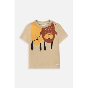 Detské bavlnené tričko Coccodrillo béžová farba, s potlačou