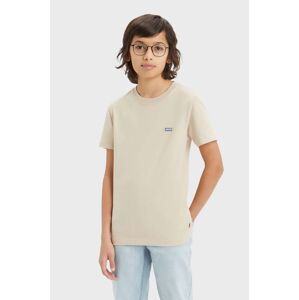 Detské bavlnené tričko Levi's béžová farba, jednofarebný