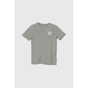 Detské bavlnené tričko Converse šedá farba, s potlačou