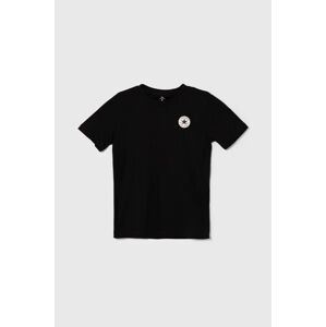 Detské bavlnené tričko Converse čierna farba, s potlačou