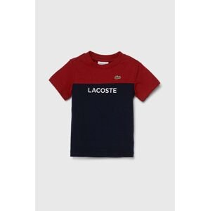 Detské bavlnené tričko Lacoste tmavomodrá farba, vzorovaný