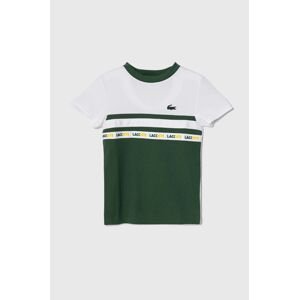 Detské tričko Lacoste zelená farba, s potlačou
