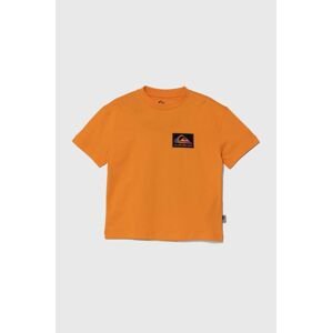 Detské bavlnené tričko Quiksilver BACKFLASHSSYTH oranžová farba, s potlačou