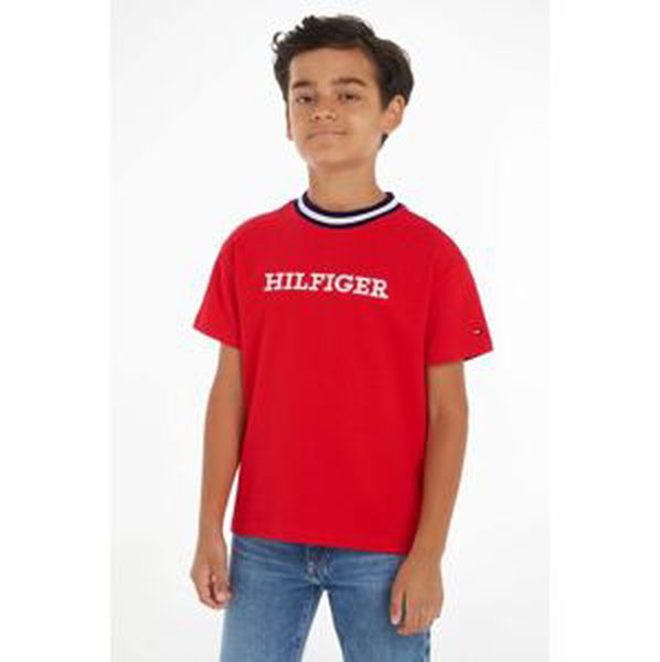Detské tričko Tommy Hilfiger červená farba, s potlačou