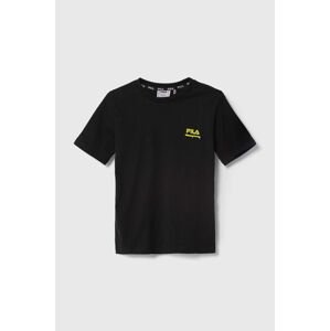 Detské bavlnené tričko Fila LEGAU čierna farba, s potlačou