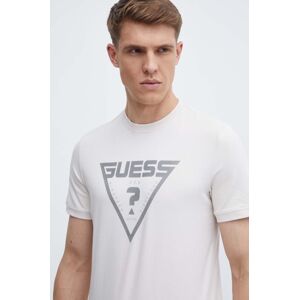 Tričko Guess QUEENCIE pánske, béžová farba, s potlačou, Z4GI09 J1314