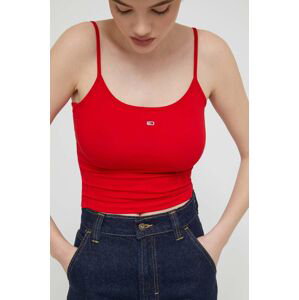 Top Tommy Jeans 2-pak dámsky, červená farba