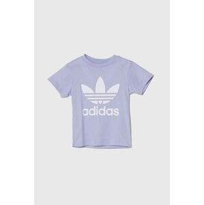 Detské bavlnené tričko adidas Originals fialová farba