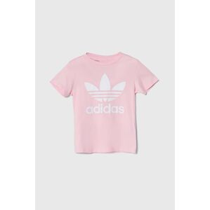 Detské bavlnené tričko adidas Originals ružová farba