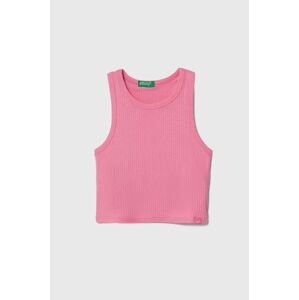 Detský bavlnený top United Colors of Benetton ružová farba