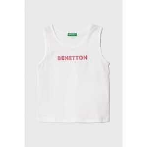 Detský bavlnený top United Colors of Benetton biela farba