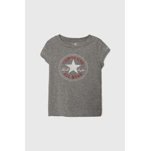 Detské bavlnené tričko Converse šedá farba
