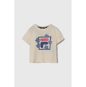 Detské bavlnené tričko Fila LAMSTEDT béžová farba
