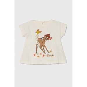 Detské bavlnené tričko zippy x Disney béžová farba