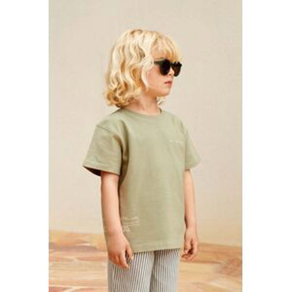 Detské bavlnené tričko Liewood Sixten Placement Shortsleeve T-shirt zelená farba, jednofarebné