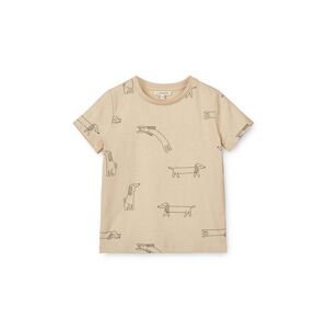 Detské bavlnené tričko Liewood Apia Baby Printed Shortsleeve T-shirt béžová farba, vzorované