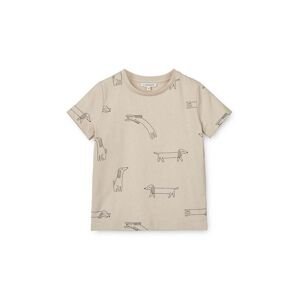 Detské bavlnené tričko Liewood Apia Printed Shortsleeve T-shirt béžová farba, s potlačou