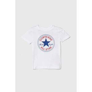 Detské bavlnené tričko Converse biela farba, s potlačou