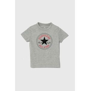 Detské bavlnené tričko Converse šedá farba, s potlačou