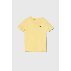 Detské bavlnené tričko Lacoste žltá farba, jednofarebný