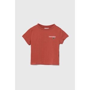 Detské bavlnené tričko Lacoste bordová farba, s potlačou