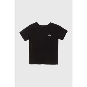 Detské tričko Lacoste čierna farba, jednofarebný