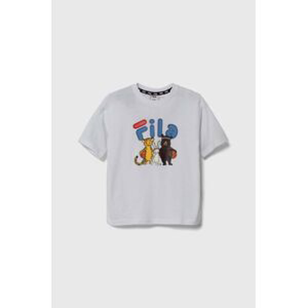 Detské bavlnené tričko Fila LAABER biela farba, s potlačou