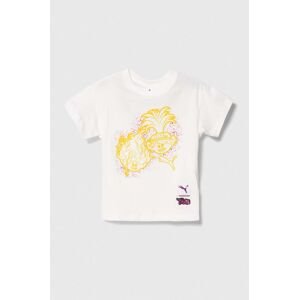 Detské bavlnené tričko Puma PUMA X TROLLS Graphic Tee biela farba, s potlačou