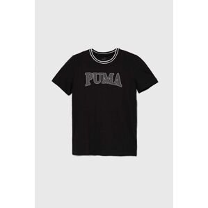 Detské bavlnené tričko Puma PUMA SQUAD B čierna farba, s potlačou