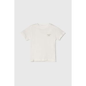 Detské bavlnené tričko zippy biela farba, jednofarebný