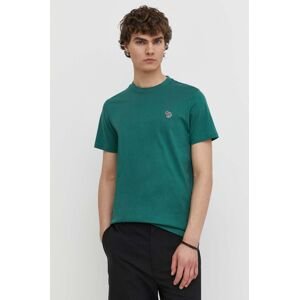 Bavlnené tričko PS Paul Smith pánsky, zelená farba, jednofarebný