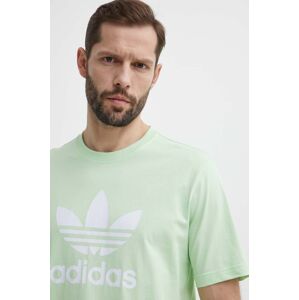 Bavlnené tričko adidas Originals pánsky, zelená farba, s potlačou, IR7979