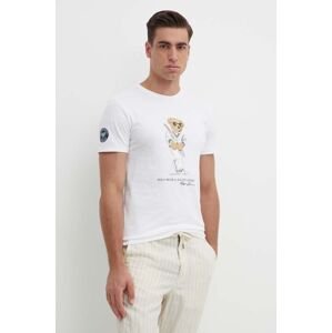 Bavlnené tričko Polo Ralph Lauren pánske,biela farba,s potlačou,710939647