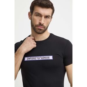 Bavlnené elegantné tričko Emporio Armani Underwear čierna farba, s potlačou, 111035 4R517